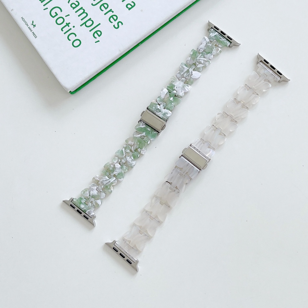 Dây Đeo Thay Thế Bằng Nhựa Resin Hình Bướm Cho iwatch 7 Series 6 / 5 / 4 / 3 / SE 41mm45mm 40mm44mm Ip iwatch band 7 6 5 4 SE