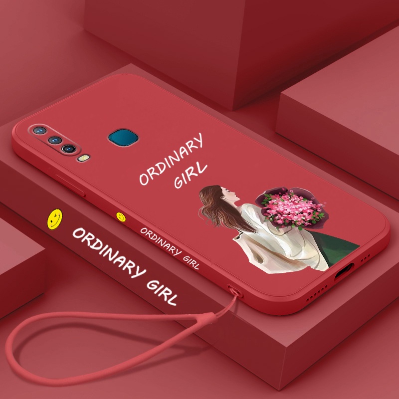 Ốp Điện Thoại TPU Dẻo Họa Tiết Hoa Xinh Xắn Kèm Dây Đeo Cho vivo y11 y12 y15 y17 y19 y30 y50