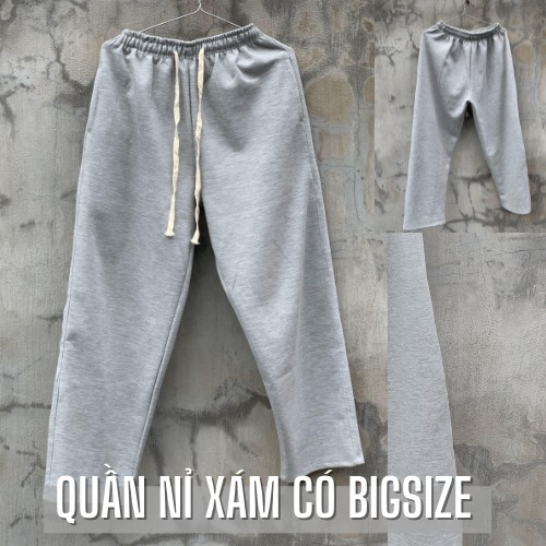 Quần nỉ ống rộng thời trang ulzzang nam nữ có size dành cho người béo