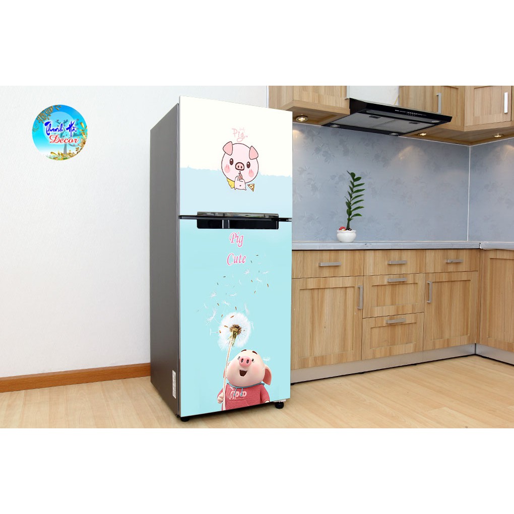Decal dán tủ lạnh cao cấp - Mẫu PIG Siêu Cute