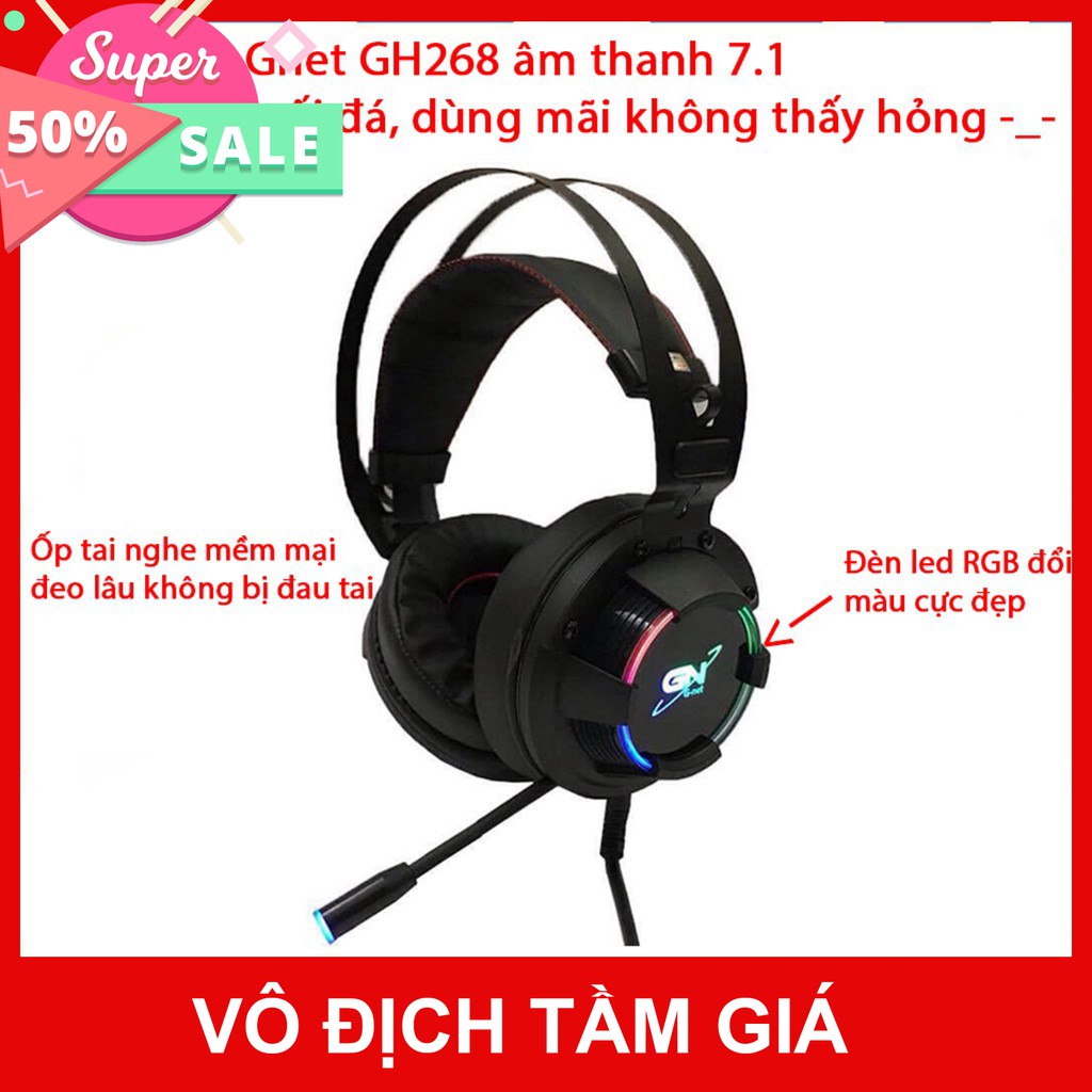 Tai Nghe Gaming GNet GH268 - Led RGB - Âm Thanh 7.1 Cổng USB - BH 12 Tháng chính hãng