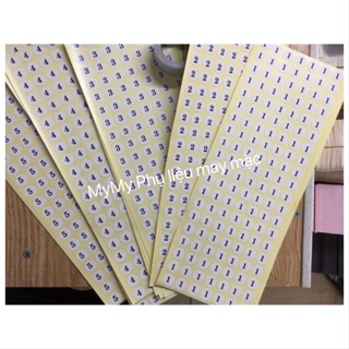 Decal size dán số mác quần áo - 250 miếng dán là 5K