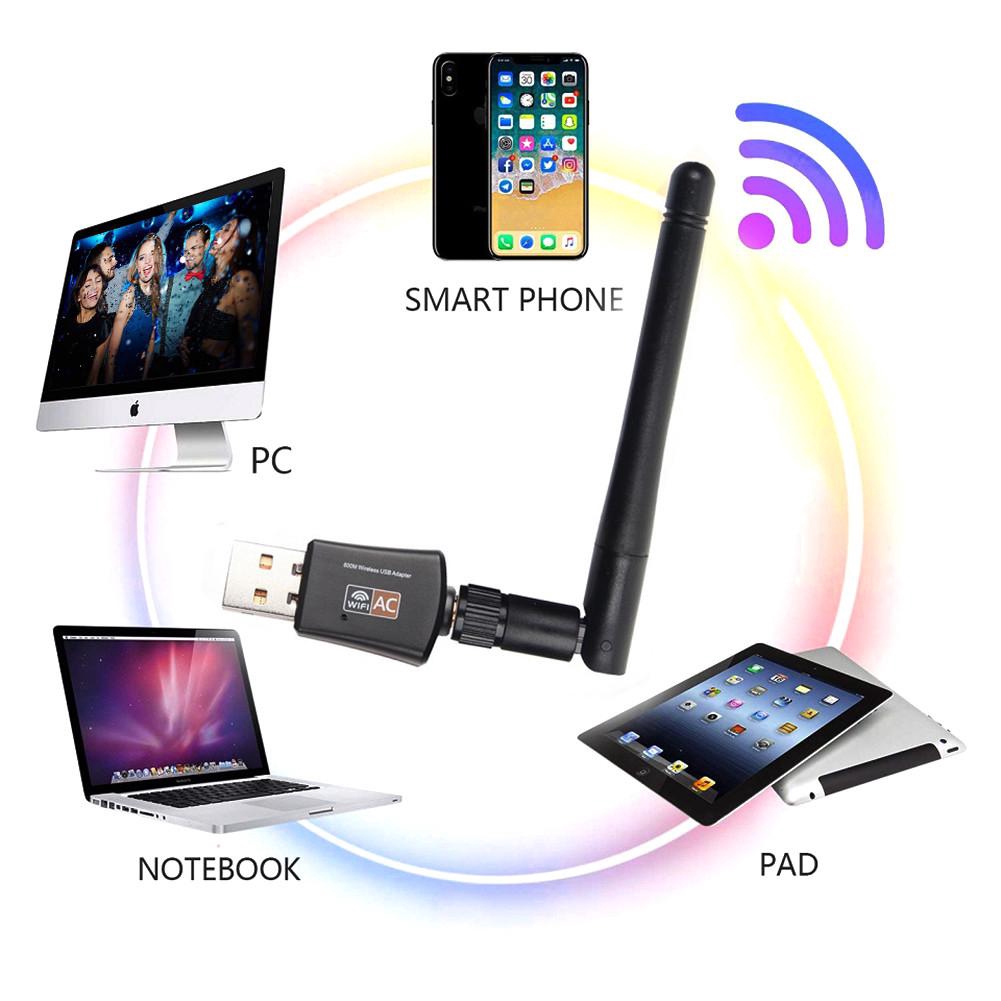 Bộ chuyển đổi mạng USB WiFi không dây 600 Mbps Dual băng tần 2.4 / 5Ghz w / Anten 802.11AC | BigBuy360 - bigbuy360.vn
