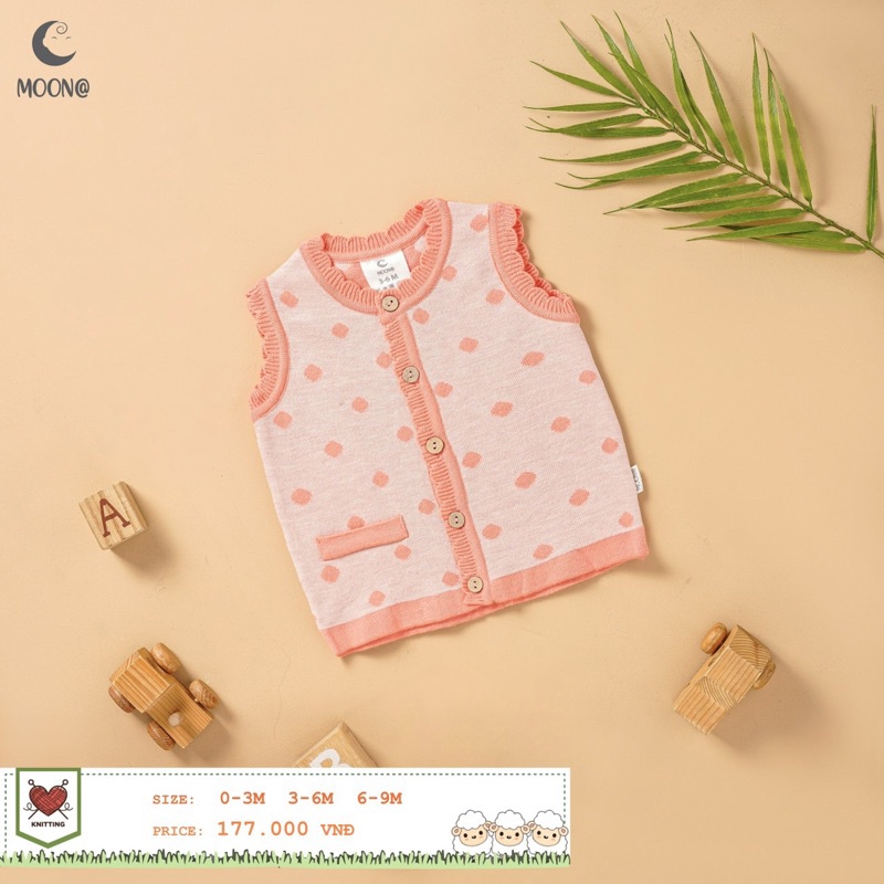 Moon - Áo gile len lông cừu siêu mềm mại  cho bé 0-9 tháng trai gái