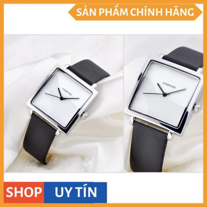 [HÀNG CHÍNH HÃNG] Đồng hồ nữ EVERYONE mặt vuông dây da cao cấp size 36mm ( ảnh thật dưới cuối)