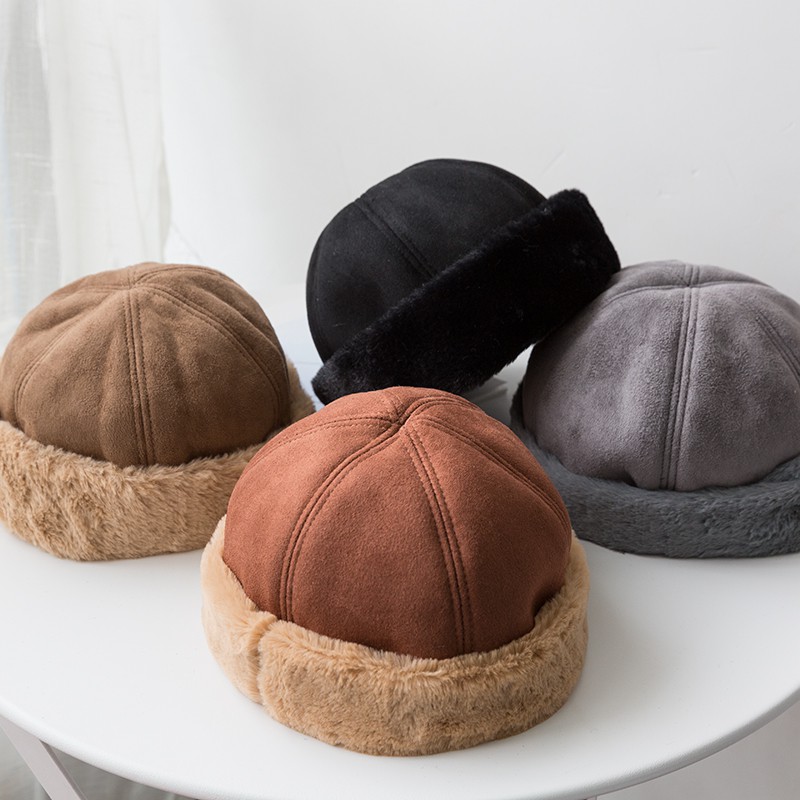 Mũ Beret Da Lộn Phối Lông Cừu Mềm Mại Thời Trang Thu Đông Phong Cách Nhật Bản Cho Nữ