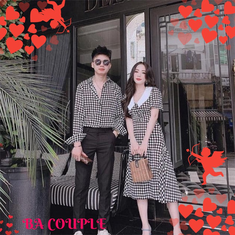 Set đồ đôi - Áo váy sơ mi đôi đầm nữ dài đẹp thanh lịch-BA08