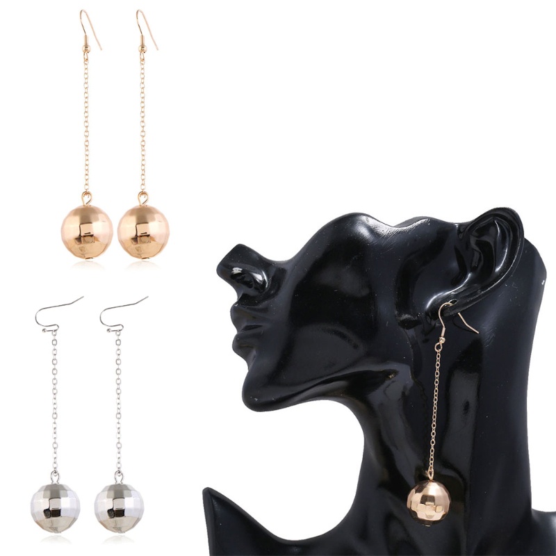 Bông tai hợp kim mạ bạc hình quả cầu disco độc đáo thời trang