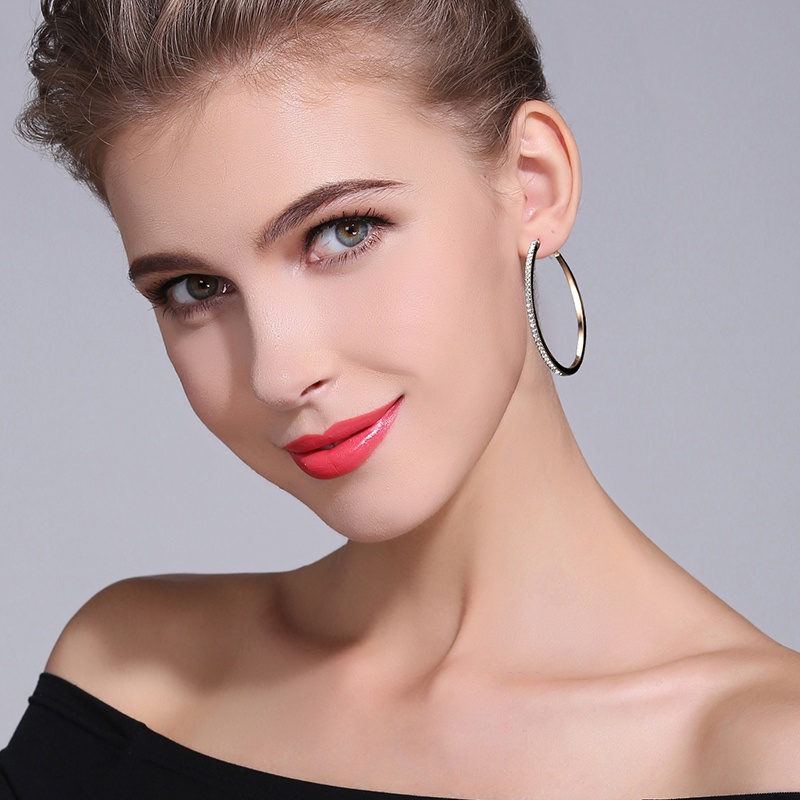 Bông Tai Mạ Bạc 925 Hình Tròn Lớn Đơn Giản Cá Tính Dành Cho Nữ