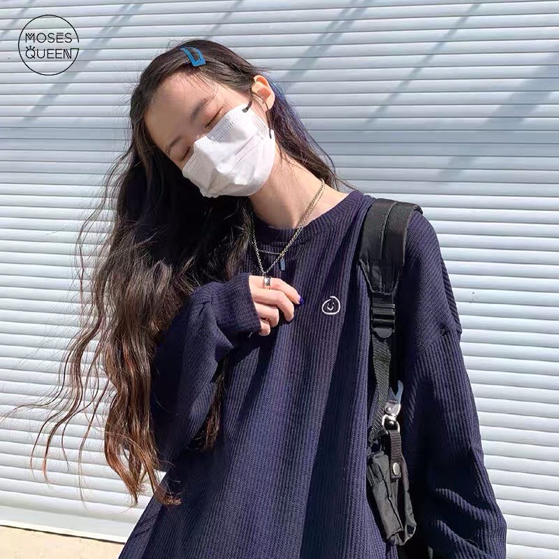 Set Icon Mặt Cười Nhỏ PEONYB Nữ [FREESHIP]  Bộ quần short ống rộng kèm áo thun dài tay bồng, sweater cá tính Ulzzang