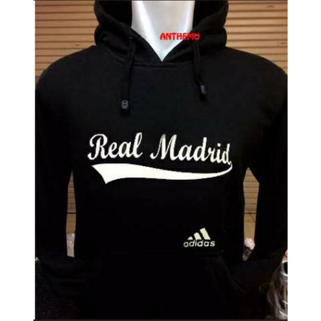 Áo Khoác Hoodie Phối Khóa Kéo In Logo Real Madrid Trẻ Trung Năng Động