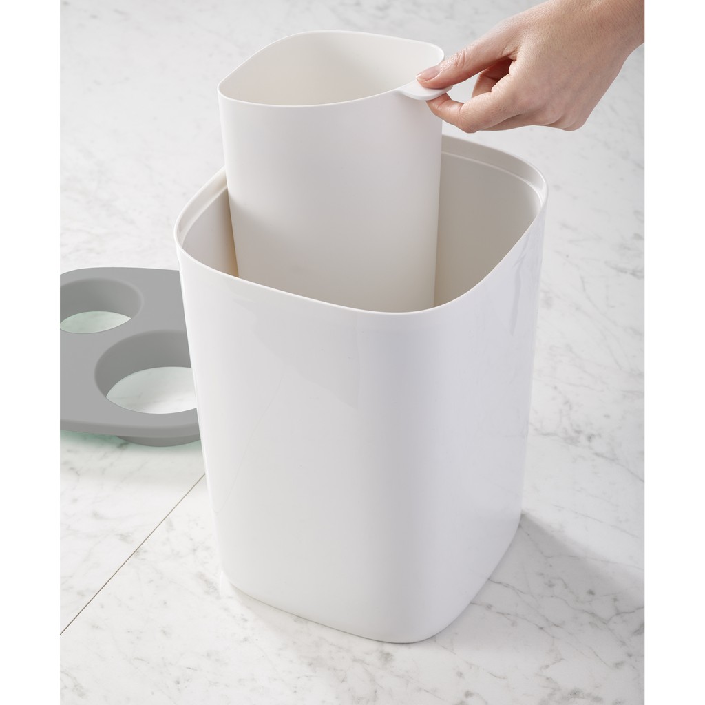 Thùng rác phòng tắm cao cấp Joseph Joseph 705140 - Split 8L Waste & Recycling Bin Grey