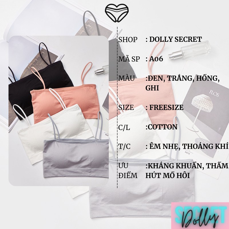 Áo lót nữ BRA cotton gân tăm nâng ngực hai dây dáng quây ngang DOLLY SECRET A06 | BigBuy360 - bigbuy360.vn
