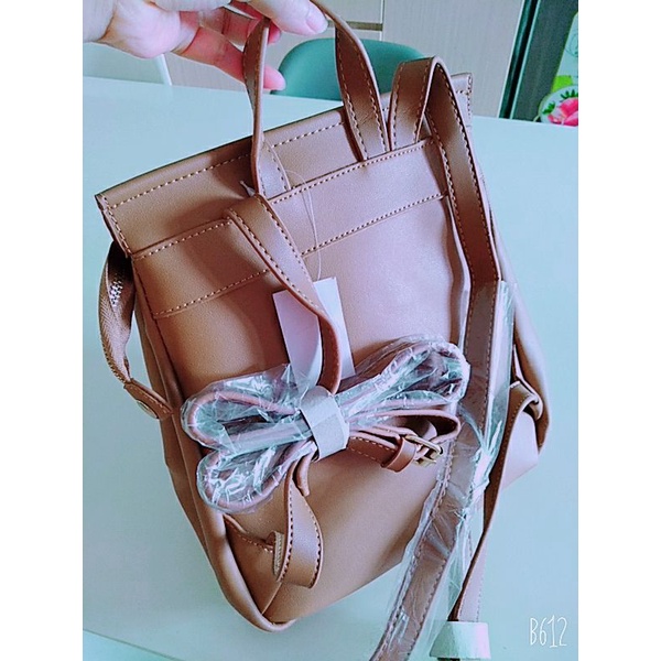 Balo da thật 25cm màu bò