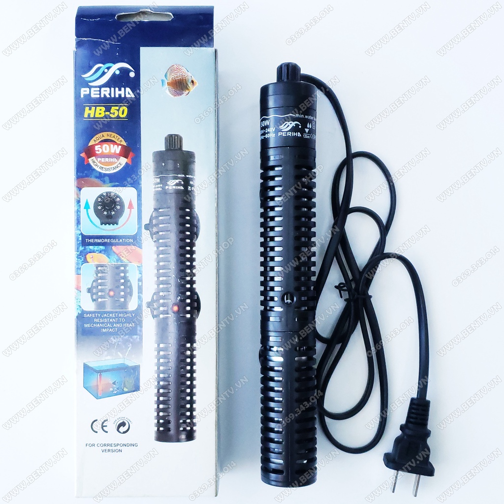 Máy Sưởi Bể Cá Periha 50W 100W 200W 300W 500W - Có Vỏ Bọc Chống Bỏng Cá