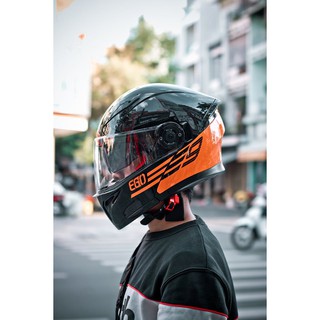 Nón bảo hiểm Lật hàm 2 kính EGO E9 (Đen tem Cam)
