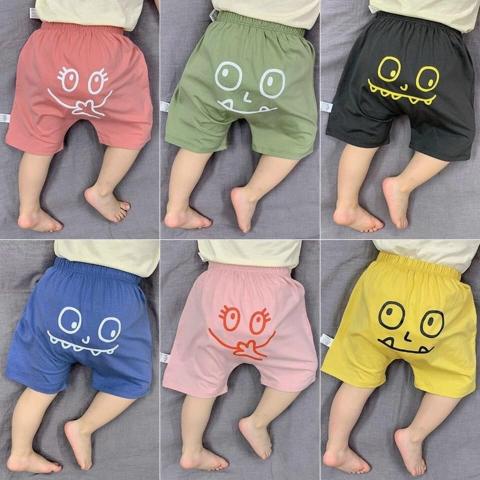 Quần đùi chục cotton in mông hình mặt cười cho bé từ 8-18kg