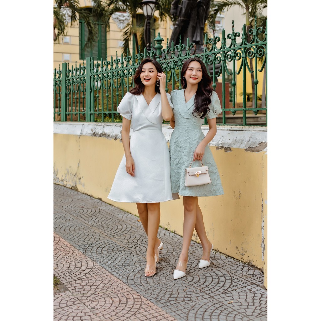 Jenny Le - Đầm gấm cổ bẻ Sophia Dress JL151