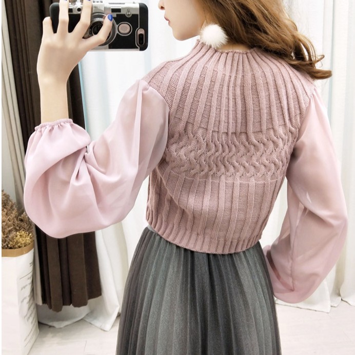 Thời Trang Nữ Áo Len Sweater Ôm Cổ Chạy Dọc Dài Tay Ống Rộng SAVVY Phong Cách Hàn Quốc Công Sở Dạo Phố