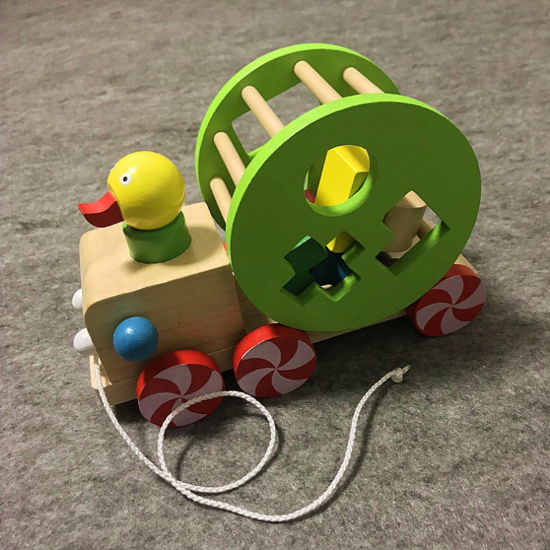 Đồ chơi Xe kéo con vịt thả hình khối - Phát triển tư duy cho bé  BONBON KIDS