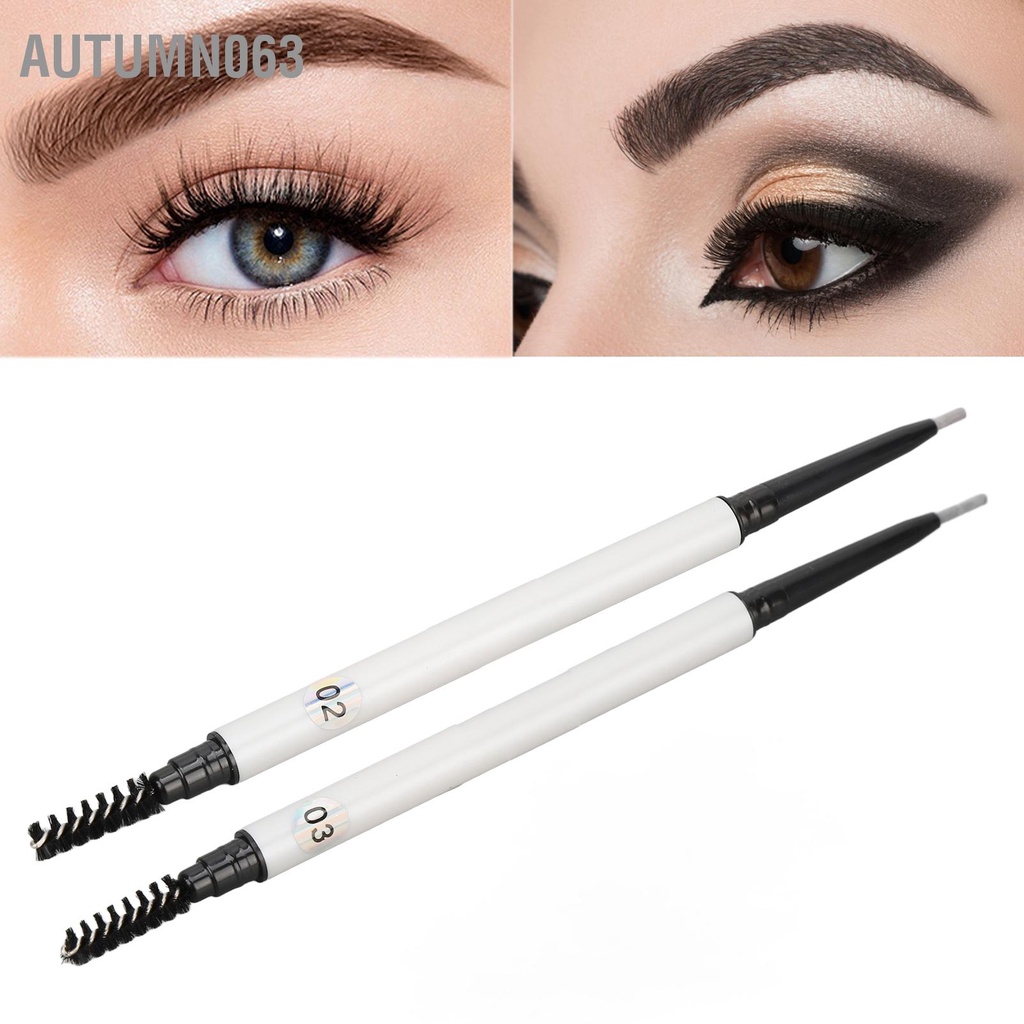 Autumn063 Bút kẻ lông mày Double Ended 2 trong 1 Auto Rotating Long Lasting Tri Tam giác chống thấm nước Chì trang điểm không