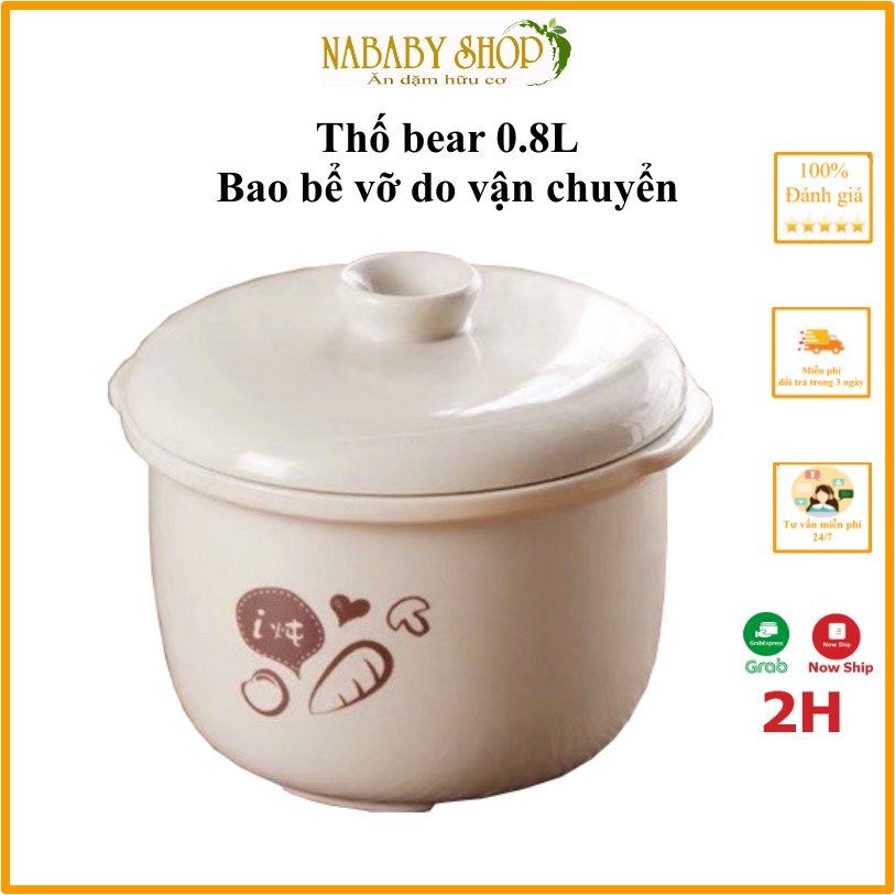 [ bao bể vỡ do vận chuyển ] thố sứ nồi Bear 0.8l, thố sứ nồi nấu chậm 0.8l, nấp thay thế nồi bear, nấp nồi nấu châm 0.8l