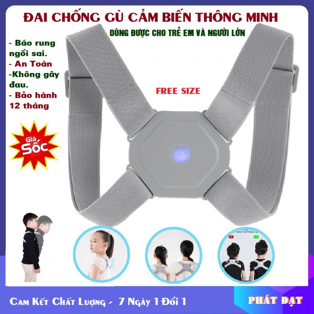Đai chống gù lưng trẻ em định hình cột sống chữa lưng gù, lưng tôm cảm biến rung khi ngồi sai tư thế