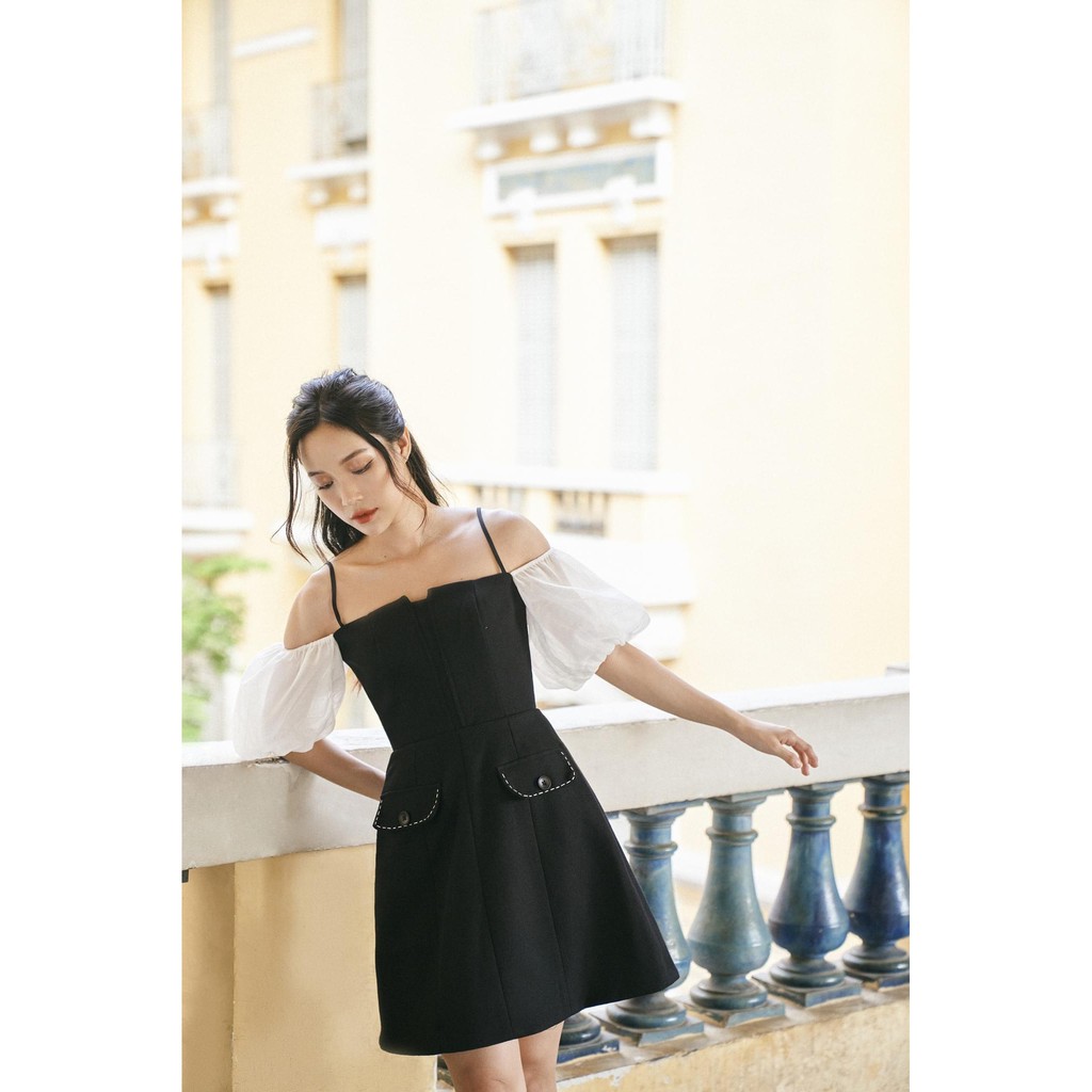 MAVEN - Váy đen trễ vai Fancy Dress