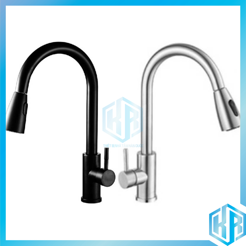 [Có hướng dẫn lắp đặt chi tiết] Bộ vòi rửa chén bát nóng lạnh dây kéo rút inox 304 2 chế độ, cần xoay 360 độ tiện dụng