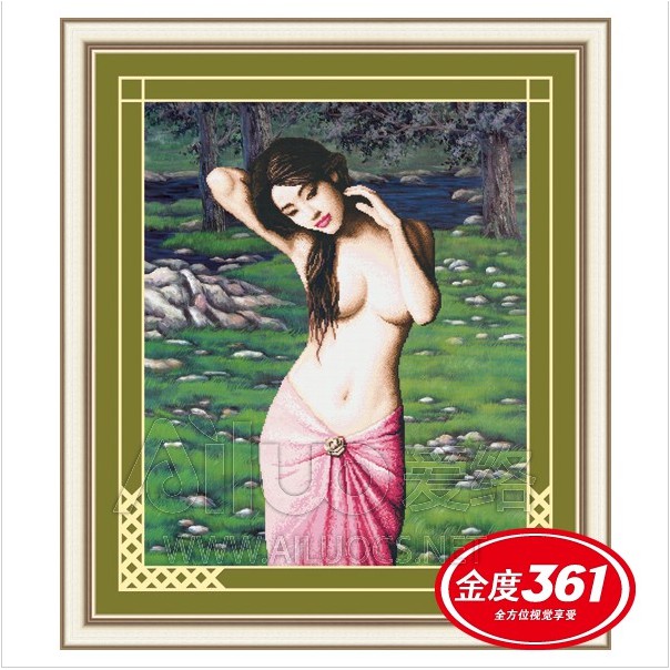 Tranh Thêu Chữ Thập 3D Người Đẹp Thôn Giả 31250 (Khách tự thêu) KT:70x85cm