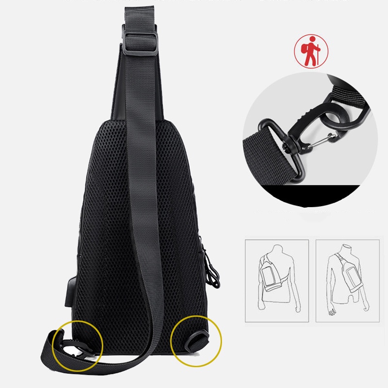 Túi Đeo Chéo Nam Nữ Mini Bag Chống Nước, Túi Đeo Vai Chéo Có Cổng Sạc USB SPORTME