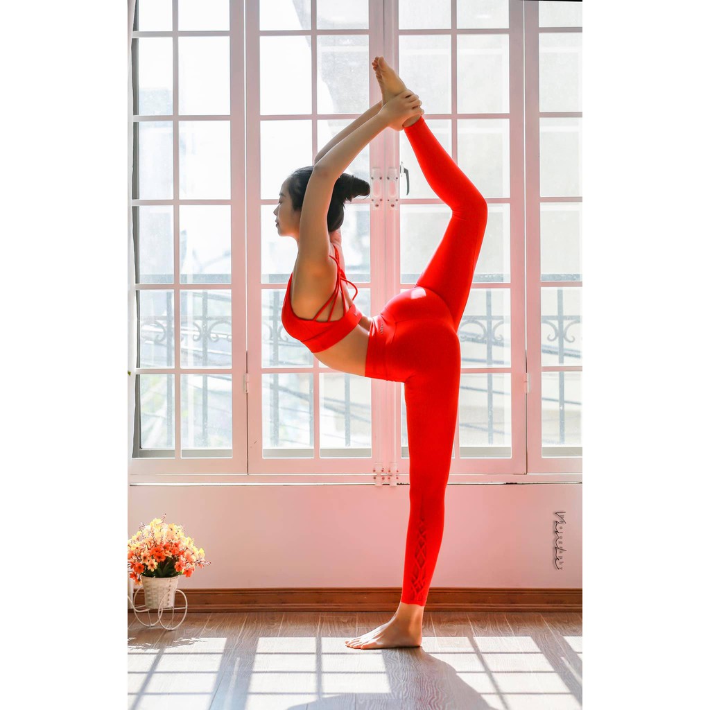 OLABEN Quần tập yoga gym đan dây Sangria Knotted Legging