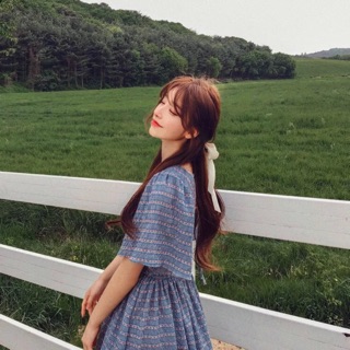 Váy xinh tay bèo lỡ cột dây nơ sau ❤️❤️❤️ kèm ảnh thật ở cuối