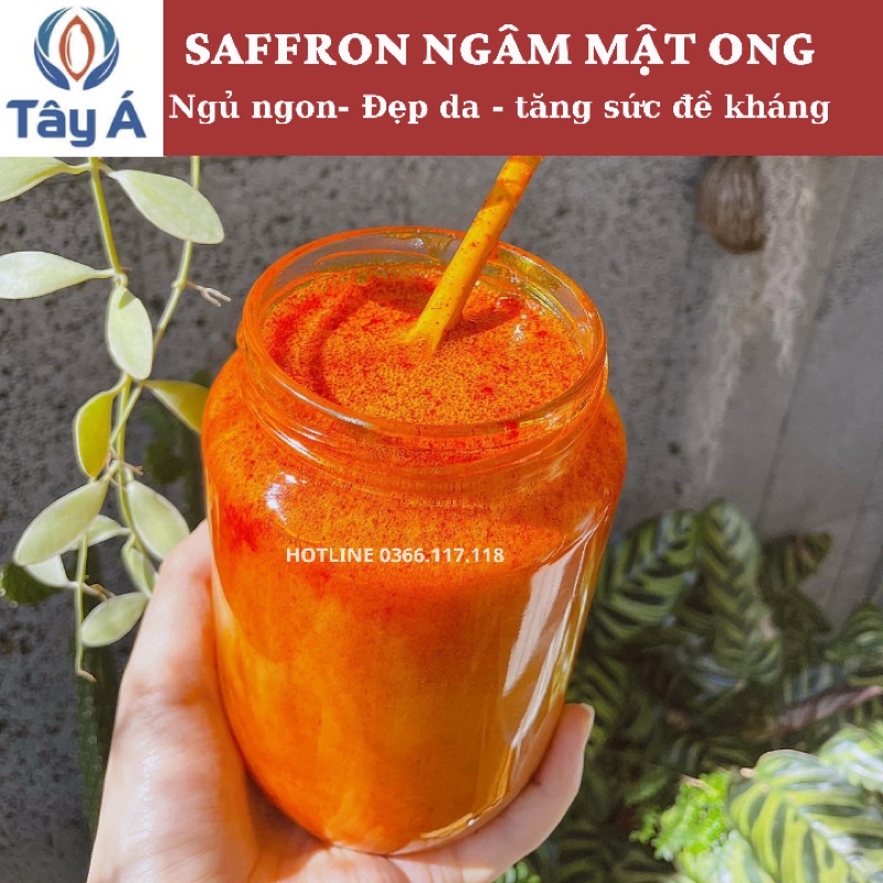 Saffron ngâm mật ong - hũ 10gr-1000ml SAFFRON TÂY Á Bahraman Super Negin-nhuỵ hoa nghệ tây - Nhập khẩu độc quyền từ Iran