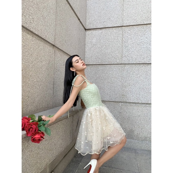 Caleelilou - Đầm Corset phối ren thêu Calista