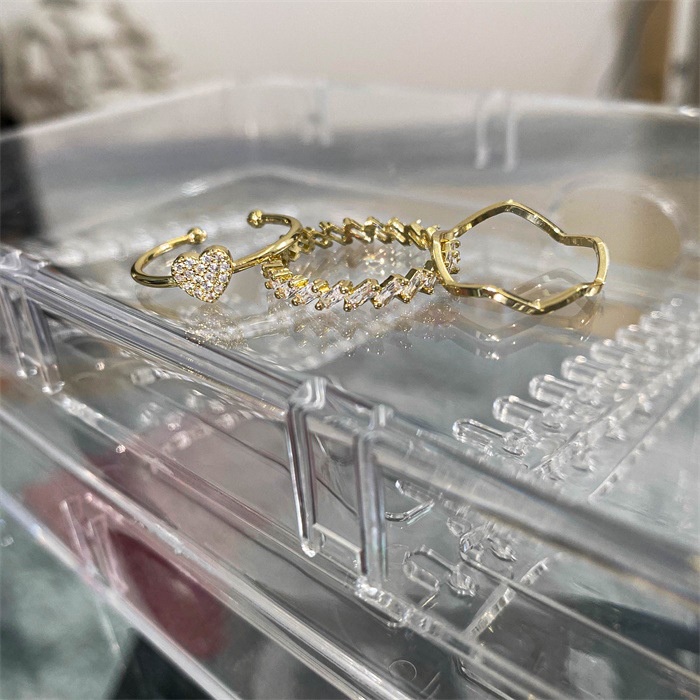 Bộ Ba Nhẫn Hình Trái Tim Đính Đá Thời Trang Hàn Quốc