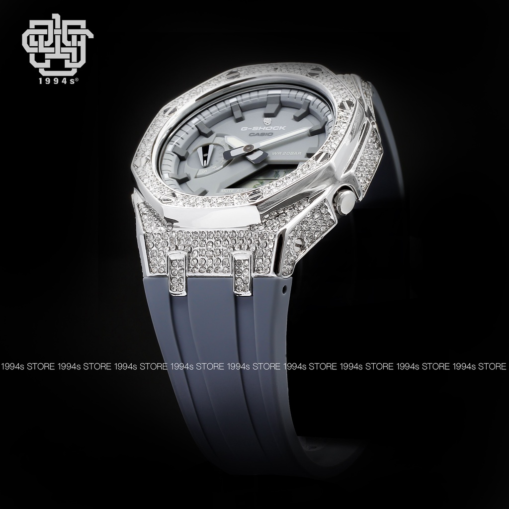 Đồng hồ nam Casio G-Shock GA-2110ET-8A custom AP Royal Oak full Crystal, hàng chính hãng, bảo hành 05 năm