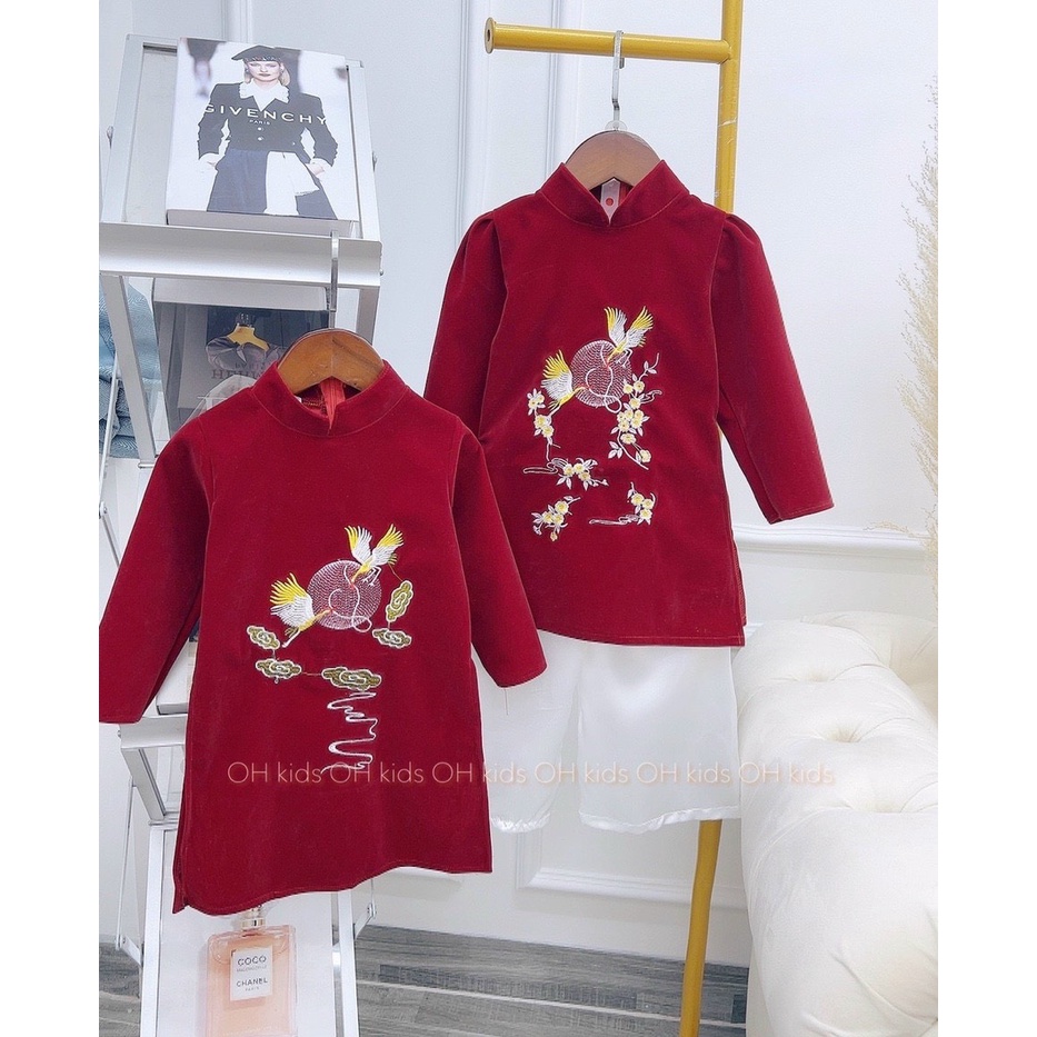 Cách tân nhung thêu Phượng Hoàng cho bé 8-22kg