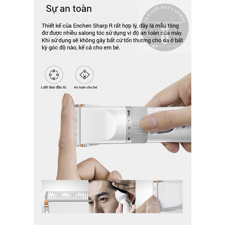 Tông đơ cắt tóc Xiaomi Enchen Sharp R cho gia đình và salon chuyên nghiệp - Hàng chính hãng