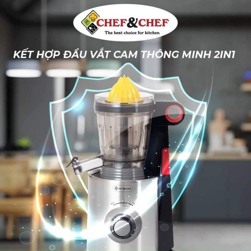 Máy Ép Chậm Tích Hợp Máy Vắt Cam Chef&amp;chef Ch-801d Công Suất 250w Ép Hoa Quả Nguyên Trái Siêu Kiệt Bã