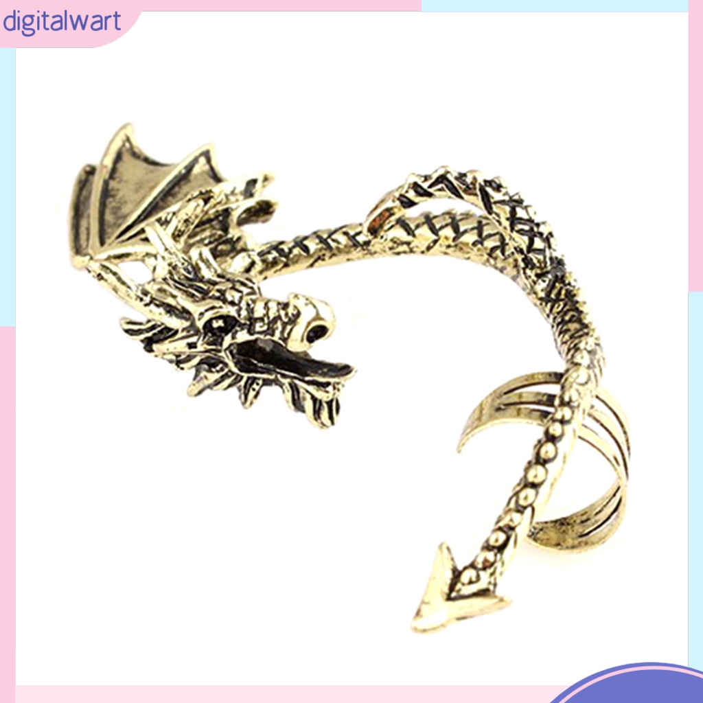 Khuyên vành tai đơn không xỏ lỗ thiết kế hình rồng phong cách retro cá tính dành cho nữ