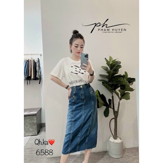 CHÂN VÁY JEANS NỮ DÁNG DÀI TÚI TRƯỚC QC L1 MS36771