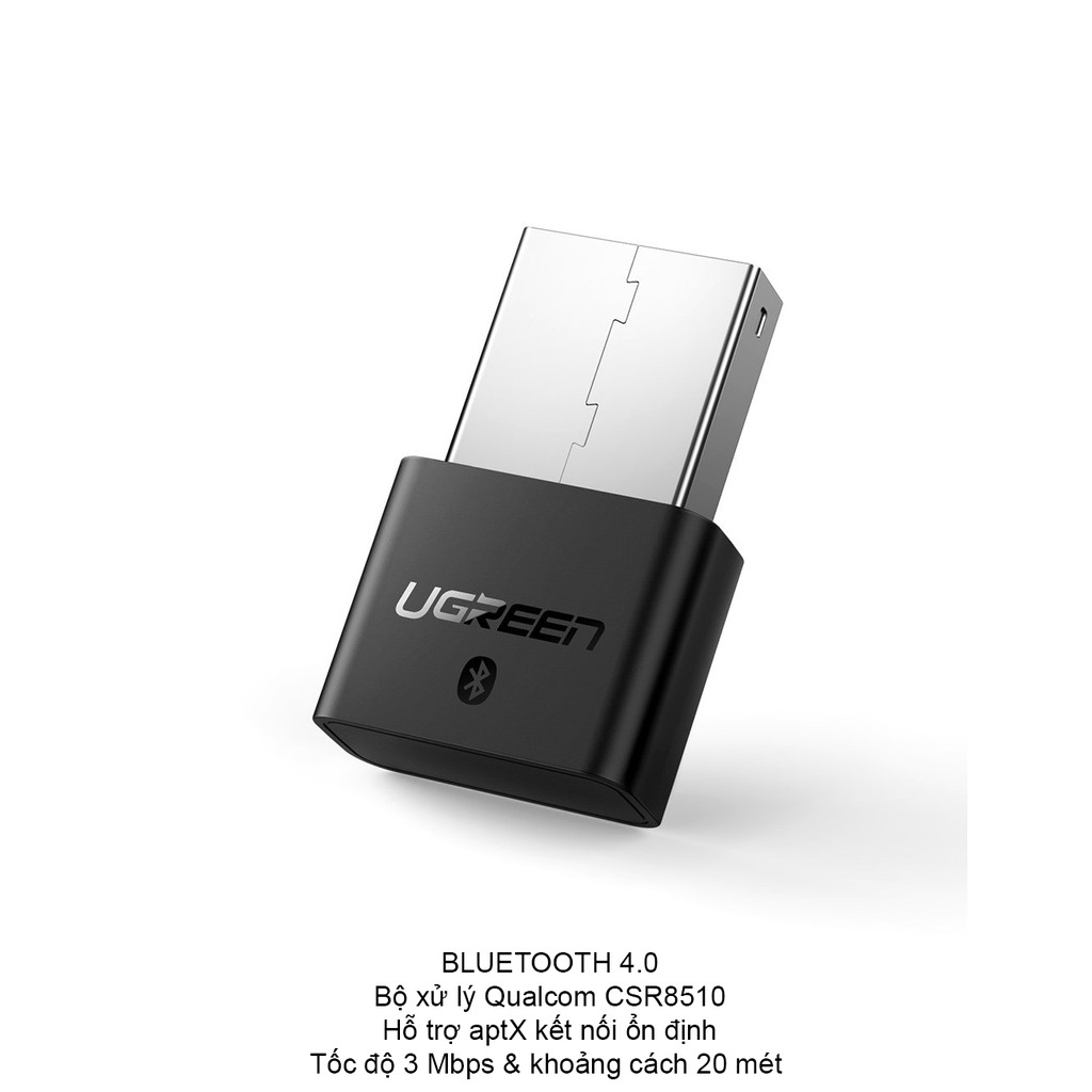 USB Bluetooth Ugreen cho máy tính để bàn [Bluetooth 4.0 &amp; Hỗ trợ atpX]