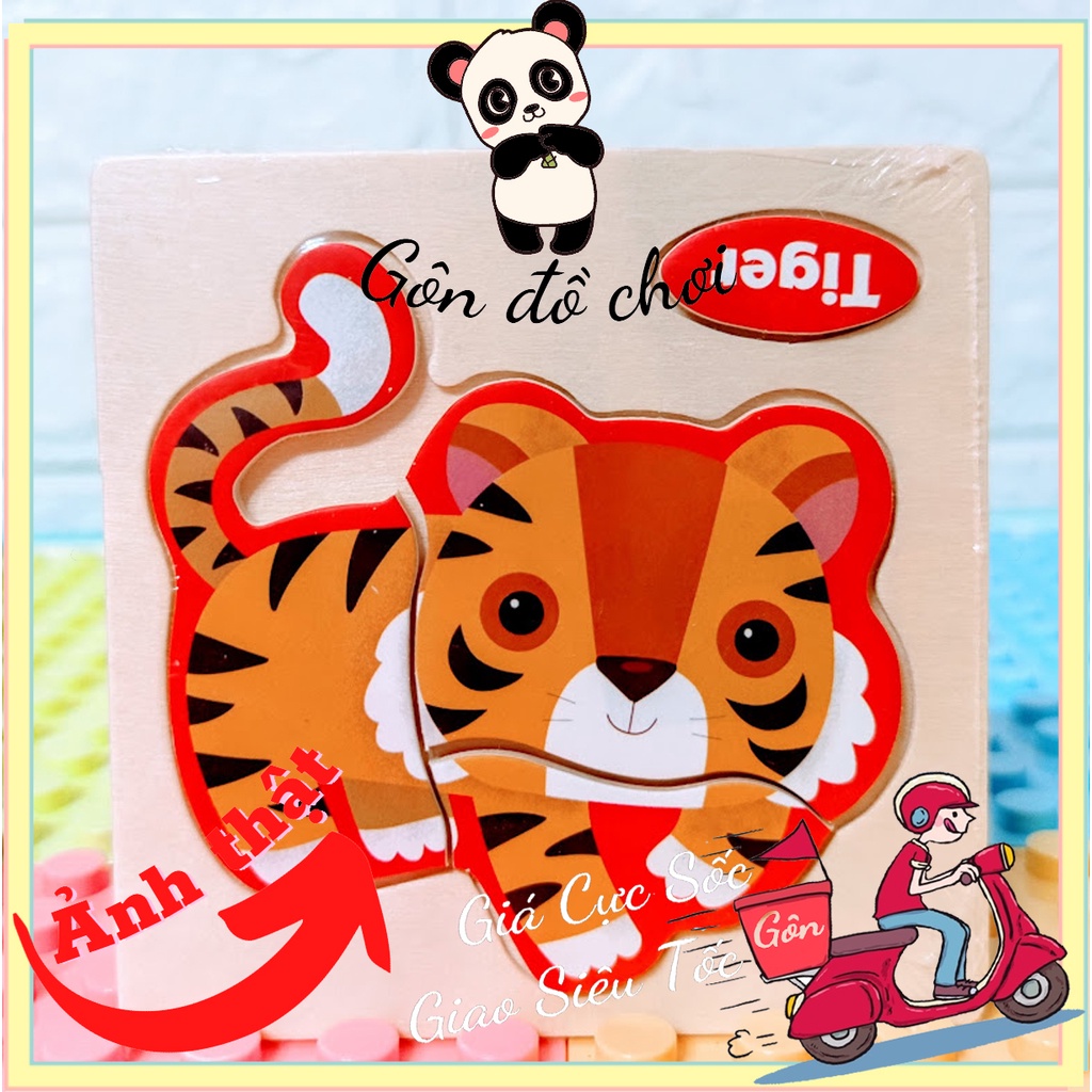 Tranh Ghép hình 3D bằng gỗ cho bé Phát Triển Trí Tuệ Gôn đồ chơi