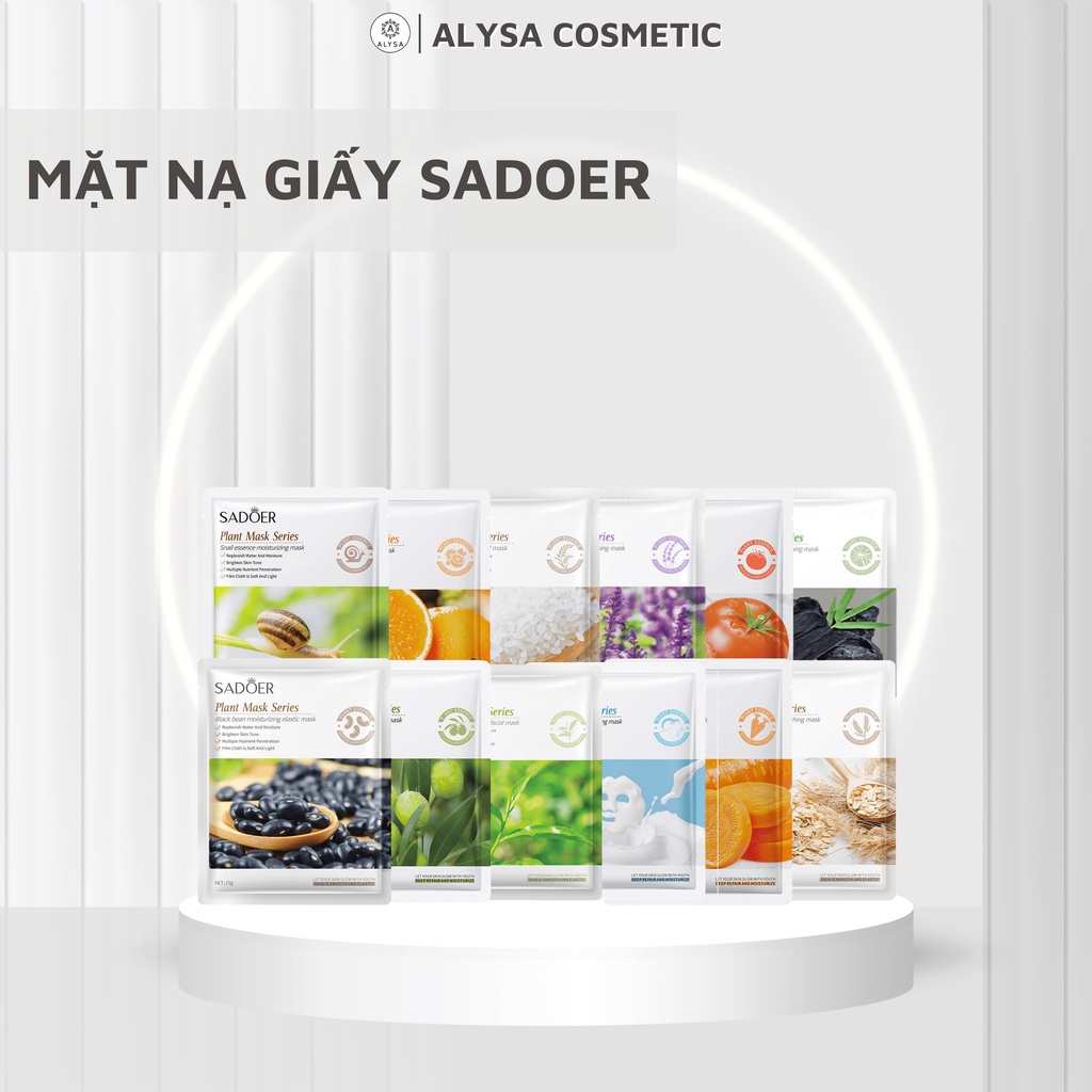 Mặt nạ giấy SADOER cấp ẩm giảm mụn, mask cao cấp 12 vị thiên nhiên, mặt nạ trắng da cung cấp dưỡng chất cho da