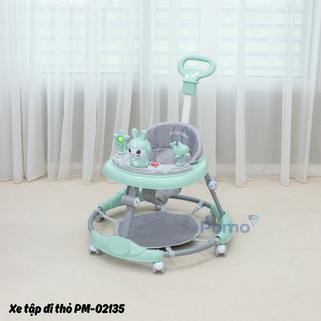 Xe Tập Đi Thỏ Baby Walker PM-02135 Cho Bé Thiết Kế Mới Nhất 2022, Full Trọn Bộ Đầy Đủ Tay Cầm Và Tấm Lót Chân