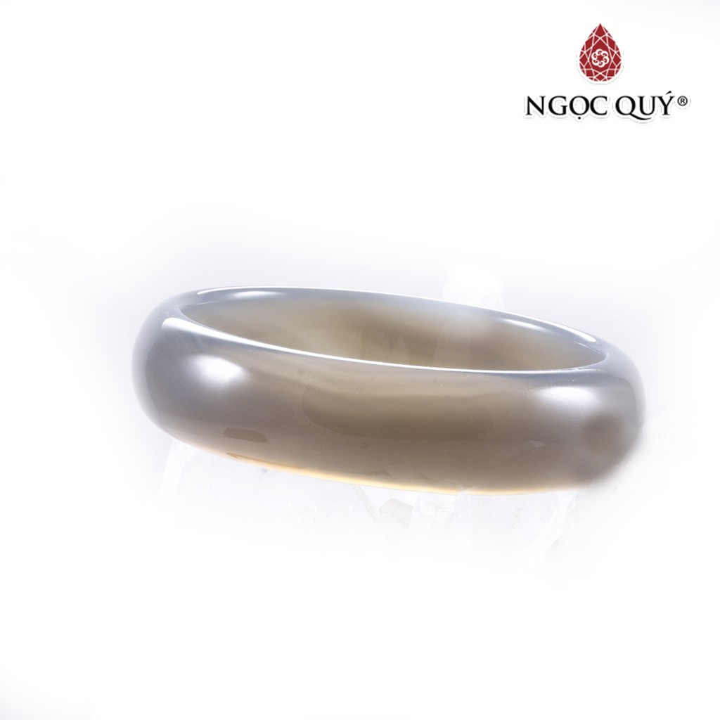Vòng tay mã não lông chuột đậm liền khối bản hẹ trung ni 58 - Ngọc Quý