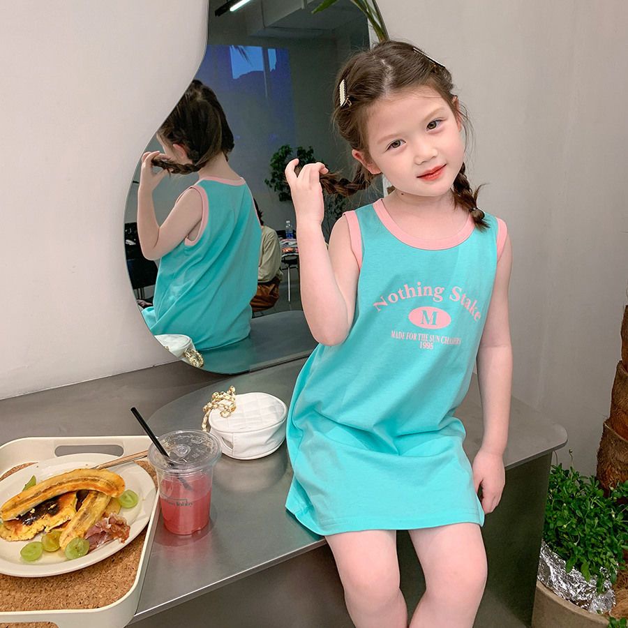 Đầm Sát Nách Dáng Vừa In Họa Tiết Xinh Xắn Thời Trang Cho Bé Gái