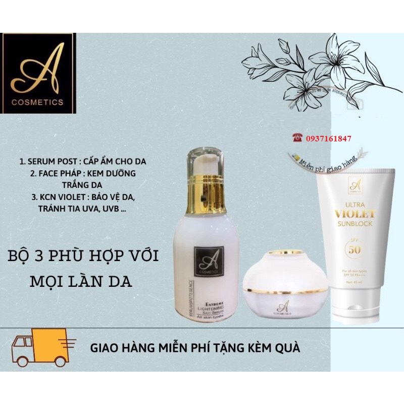 Combo 3 sản phẩm Kem Face + Serum Spot + Chống Nắng ACosmetics