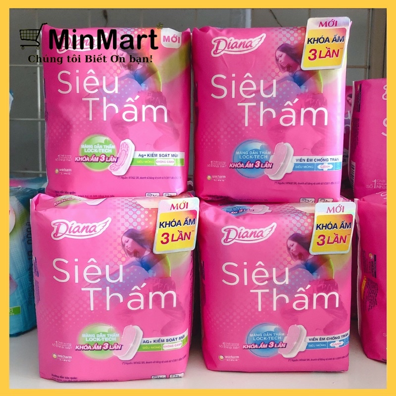 Băng Vệ Sinh Diana Siêu Thấm Mỏng 8 Miếng